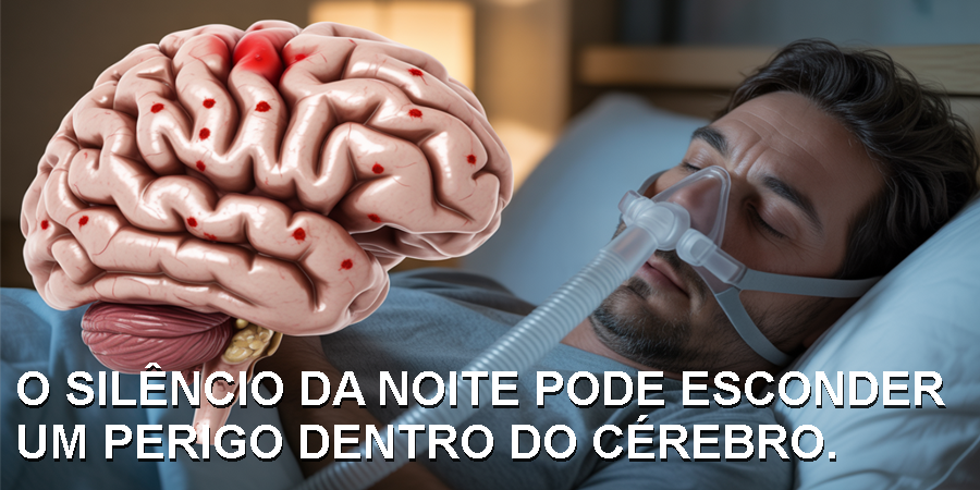 Estudos apontam que as pausas respiratórias noturnas da apneia obstrutiva podem causar micro-hemorragias cerebrais, elevando o risco de Alzheimer e declínio cognitivo./ Ideia