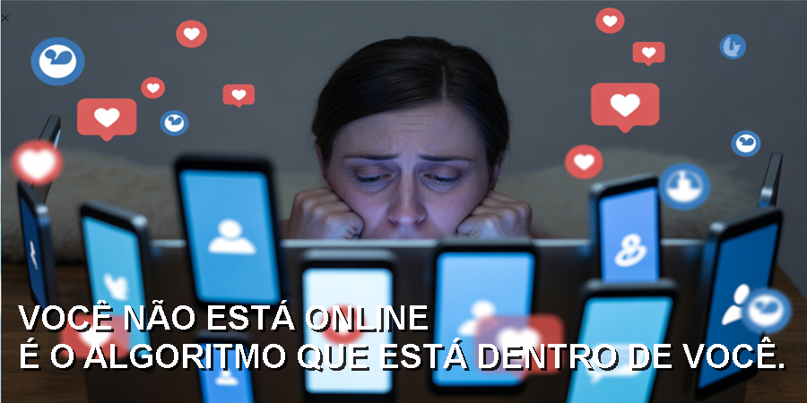 Visualização conceitual de um algoritmo determinando quais vídeos são exibidos — com base em interesse, engajamento e retenção, não em qualidade ou intenção